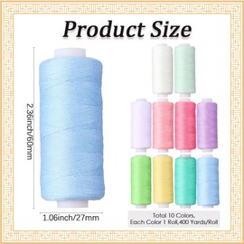 CABODYALS 10Pcs 10 Colors 4000 Yards Colorful Embroidery Thread Polyester Embroidered String Friendship Bracelet Light Colors Cross Stitch Floss Bulk for Sewing Knitting Stitching Crafts DIY Decor