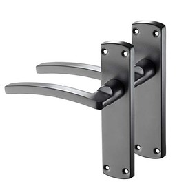 Access Hardware Black Door Handles with Black Levers on Backplate