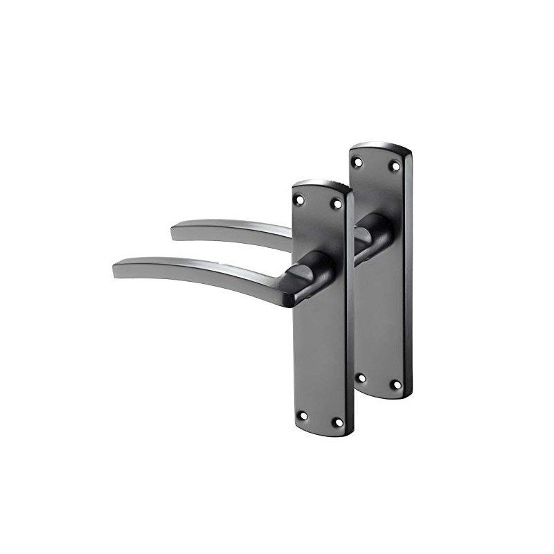 Access Hardware Black Door Handles with Black Levers on Backplate