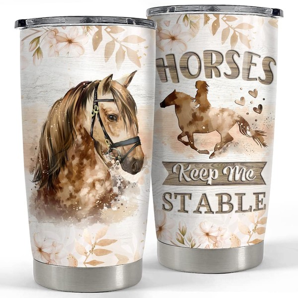 SANDJEST Horse Tumbler Motivation 20oz Tumblers with Lid Gift for