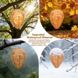 Wasp Nest Decoy 3 Pack, Fake Wasp Nest Outdoor Hanging Decor, Hornet Nest Decoy Waterproof, Realistic Nests Ornament for Garden Patio, Farmhouse, Yard, Balcony, Under Eaves - Yellow