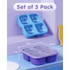 5 Pcs Bento Snack Containers, Reusable 4 Compartment Divided Food