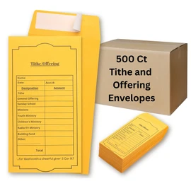 Christian Church Tithing Envelopes Self-Seal (500 Pack) - 6.5"x3.5" Offering Envelopes with Pre-Printed Fields for Tithes, Offerings, and Missions (Classic)