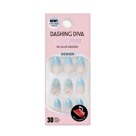 Dashing Diva Magic Press Nail Set - Shell We Kiss - Long Round Press On Nails - Long Lasting Gel - Lasts Up to 10 Days - Summer Gel Set - 4-Piece Manicure Kit with 30 Nails