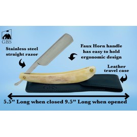 Gents Complete Straight Razor Shaving Kit for Men - 9 Piece Professional Barber Set with Shave Ready Razor, Leather Strop, Ceramic Mug, Brush Stand, Alum Block & Shaving Soap