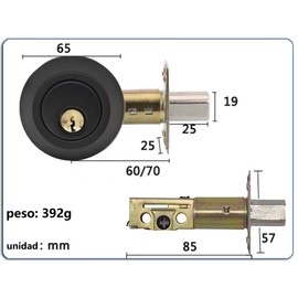 MORNWELL Cerrojo cilindro-mariposa,Cerrojo de seguridad,Cerrojo solo cilindro,Cerradura de pomo,Tamaño estándar,Cerradura Puerta Principal,chapa para puerta,Cerrojo Puerta(Negro)