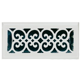Sierra Grates 4" x 10" Victorian Design Steel Floor Register in Glacier White Finish for Floor l- Decorative Air Vent Covers- Floor Register 4” x 10”