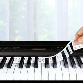 H&M Sound Mart Piano Keyboard Note Labels - 3-in-1 Design with Tone, Singing, and Pentatonic Names - Nano Adhesive, Removable - Compatible with 88/61/54/49 Keys for Beginners & Teachers (Rainbow)