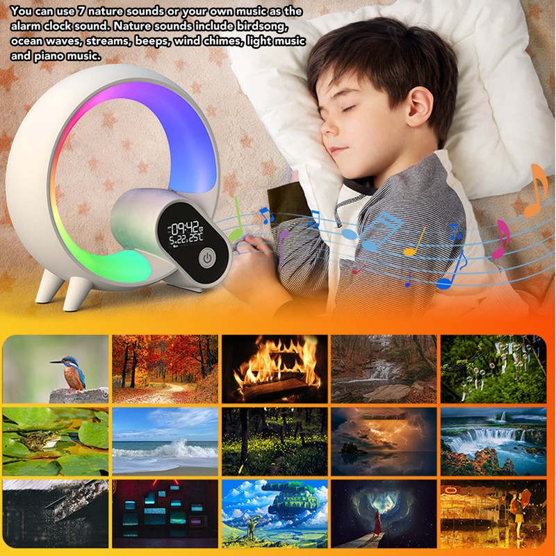 Sunrise Alarm Clock Q Shape White Digital Display 3 in