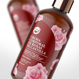 Crema Corporal de Extracto de Rosa Cástilla Orgánica, Loción Hidratante Natural Base Agua, 370 ml - Fitomex
