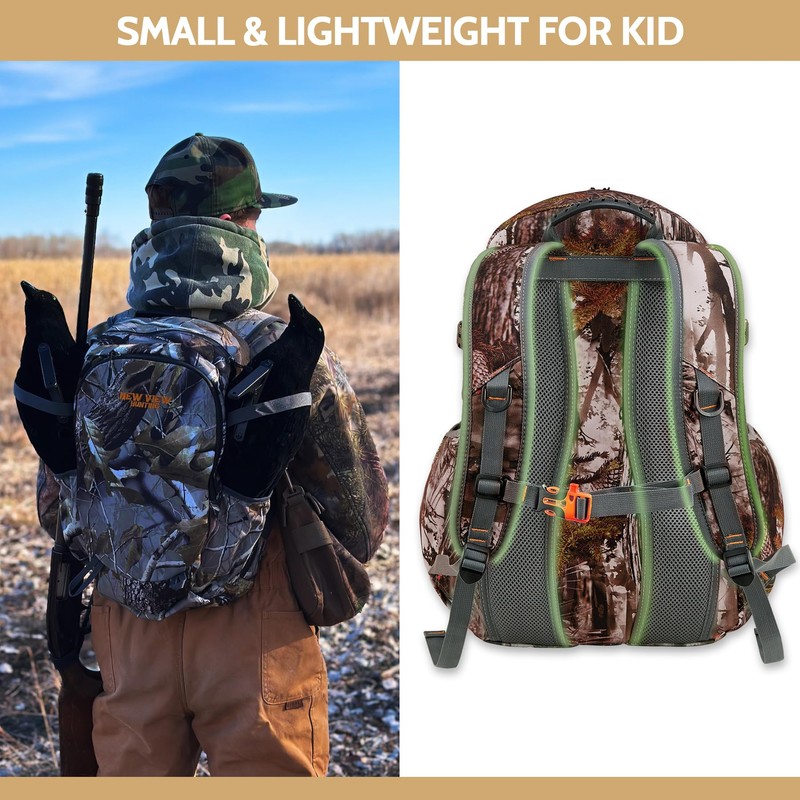 NEW VIEW Hunting Backpack 30L for Kids & Youth, Camo