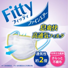 Fitty Fine Air Masks, 27 Pieces (Slightly Larger Size/Non-Woven Fabric/Pleated), Individual Packaging, 3-Layer Structure, Small Face, Easy to Breathe