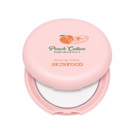 SKINFOOD - Pacto de desenfoque de poros de algodón melocotón – Paquete de control de sebo con textura sedosa – Fijación de maquillaje de larga duració