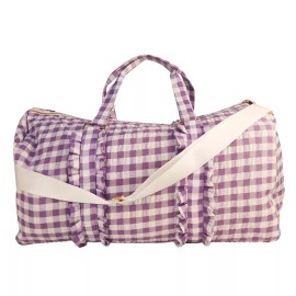 NEW Cotton Ruffle Duffle Bag Like Stoney Pink Or Purple Patches Embroidery