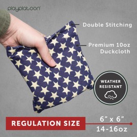 Play Platoon Weather Resistant Cornhole Bags Set of 8 - American Flag Corn Hole Bags (Stars & Stripes) - Outdoor Toss -Regulation Size & Weight