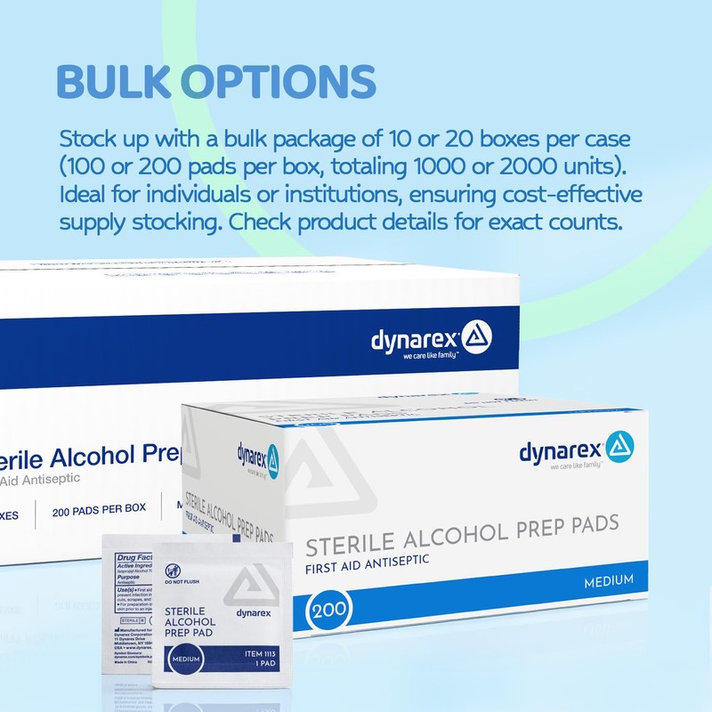 Dynarex DynaSafety Sterile Alcohol Prep Pads - Medium - 70%