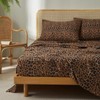 LifeTB Leopard Sheets Set 4 Piece Brown Leopard Cheetah Printed