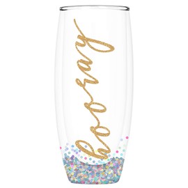 Slant Collections Champagne Glass Stemless Champagne Flute, 8-Ounces, Hooray