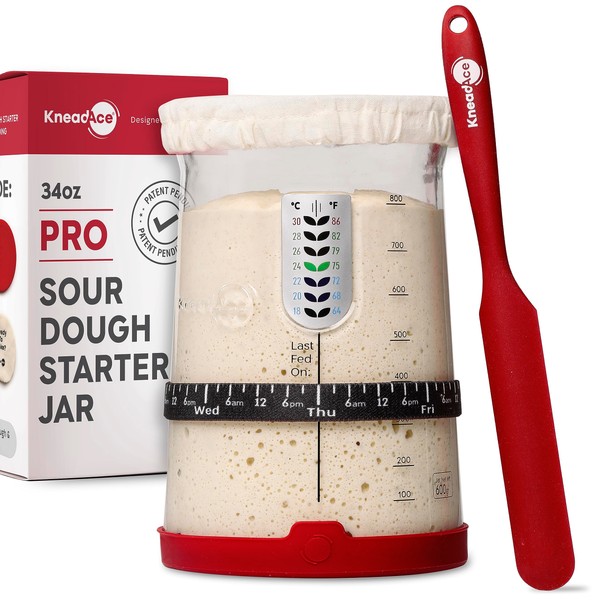 KneadAce Pro Glass Sourdough Bread Starter Kit - 34 oz