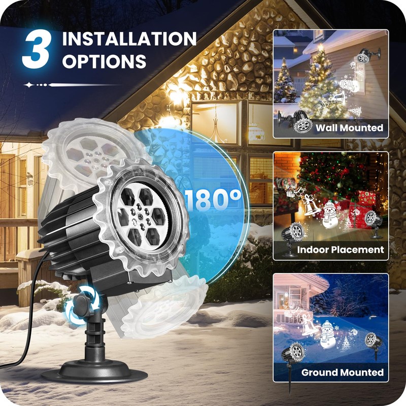 GOEBLESON Christmas Projector Lights Outdoor, Waterproof & Adjustable LED Christmas