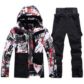 WOWULOVELY Men's Ski Jacket and Pants Set Winter Windproof Ski Suit Snowboarding Suit Mountain Snow Snowboard Snowsuit (133E Black,M)