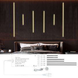 CUBITOR LED Recessed Lighting Kit,6 Pack Self-Adhesive LED Light Bar, Warm White 3000K, with Touching Switch, for Wood Slat Wall Panels,Indoor Wall,Home Decor. Black Channel,2Pcs*(16In+24In+40In)