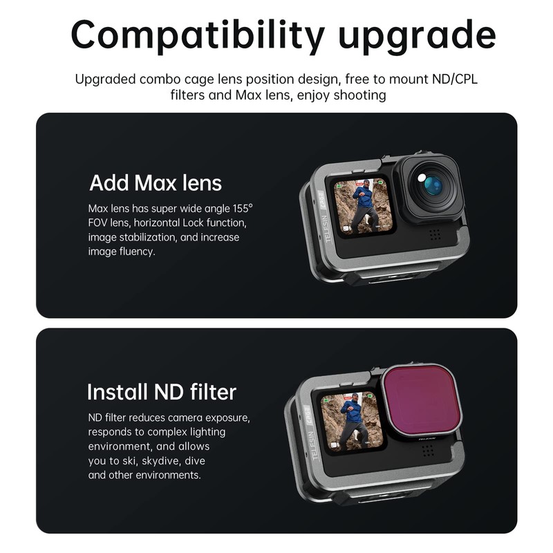 TELESIN Vertical Aluminum Cage Protective Case Frame Housing for Go
