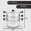 CONCORD 10" Stainless Steel 3 Tier Steamer Steaming Pot Cookware