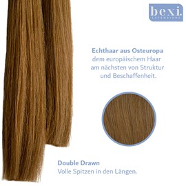 BEXI Tape-In Extensions - Real Hair I Hair Extensions I Hazelnut Brown I Remy Quality I (8 x Strips) 50 cm I Tested in the German Laboratory