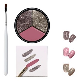 3-color Solid Gel Nail Polish Kit with Nail Brush, Shiny Silver Purple Gel Nail Polish Jelly Nail Polish Gel for DIY at Home or Nail Salon