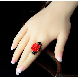 Pendientes de rosa roja con diseño de flores esmaltadas vintage para mujeres y niñas, Metal Resina, Sin gemas.