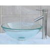 Bathroom Glass Vessel Vanity Sink + Nickel Faucet T12L1
