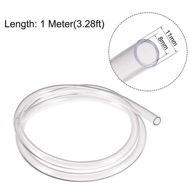 sourcing map PVC Clear Vinyl Tubing, 8mm(5/16") x 11mm Plastic