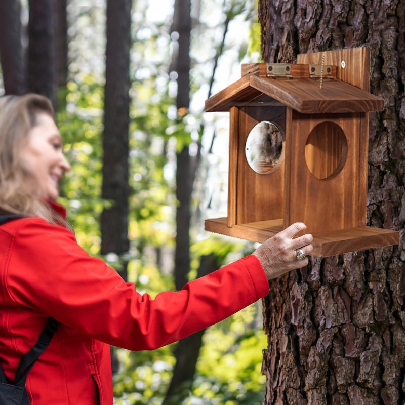 Squirrel Feeder,Squirrel Feeder Just for Squirrels,Wooden Squirrel Feeders for Outdoor