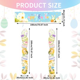 2pcs Easter Egg Couplet & Banner, Easter Porch Sign Happy Party Door Decoration Bunny Decor Rabbit Porch Sign for Home Outdoor Indoor Wall Front Door
