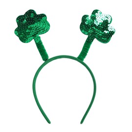 HIFANMM Green Shamrock Headbands St. Patrick's Day Hair Bands for Women Girls Kids, Sparkly Sequin Clover Leaf Hair Accessories Green Irish Day Decoration Headdress Party Supplies Gift Hair Hoop 1 Pcs