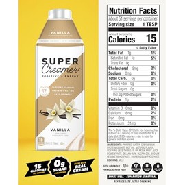 SUPER COFFEE Super Coffee Creamer, SugarFree Coffee Creamer (0g Sugar, 1g Protein, 15 Calories) [Vanilla] 25.4 Fl Oz, 6 Pack | Keto Coffee Creamer