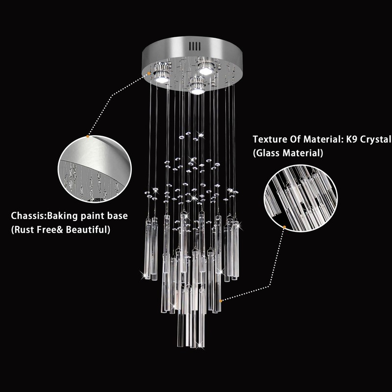 FRIXCHUR 11.8" Modern Crystal Chandelier 33.5" High Ceiling Chandeliers Small
