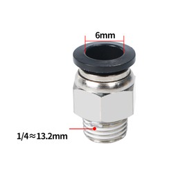 10 Pcs Straight Pneumatic Connectors, Black Air Hose Push to Quick Connect Brass Fittings Adapter, 6mm x 1/4" Male Thread