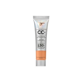 IT Cosmetics Your Skin But Better CC+ Cream Travel Size, Tan Cool - Color Correcting Cream, Full-Coverage Foundation, Hydrating Serum & SPF 50+ Sunscreen - Natural Finish - 0.4 fl oz