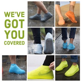 BOVAI - Waterproof Shoe Covers Reusable Rain Shoe Cover Silicone Magic Shoe Running Cover Work Rubber Protector (Yellow, Large)