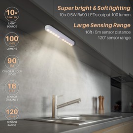 STAR-SPANGLED 11” Motion Sensor Lights Indoor AA Battery Operated, Stick on LED Light for Closet, Stairs, Under Cabinet, Kitchen, Warm White, 2 Pack