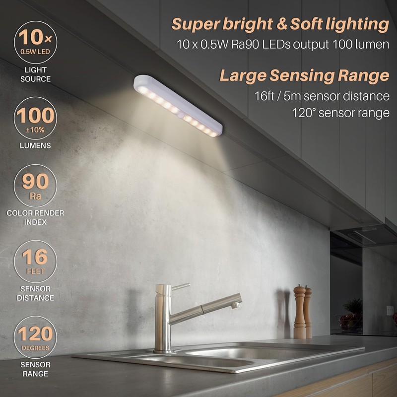 STAR-SPANGLED 11” Motion Sensor Lights Indoor AA Battery Operated, Stick