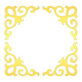 uxcell 8 Pcs Seif-Adhesive Wall Sticker Mirror Decals, Acrylic Hollow Mirror Tiles Sticker Applique Corner Hollow Stickers for Home Room Background Decoration, Dark Gold (20x20cm)