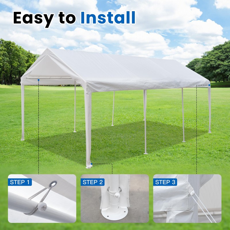 10x20 Canopy Replacement Cover,Carport Replacement Canopy Top for 10' x