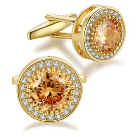 Cubic Zirconia Men's Crystal Cufflinks CZ for Wedding Groom Best Man, Metal, Cubic Zirconia