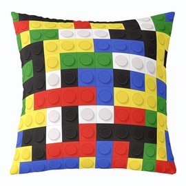 Feelyou Building Blocks Reversible Throw Pillow Covers 20 x 20-Inch Kids Toy Brick Pillow Covers Home Decor for Boys Teens Colorful Games Square Cushion Covers Set of 1 Toddler