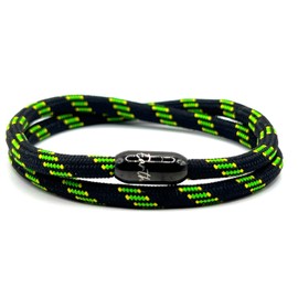 KAROO EARTH JEWELLERY Rope Bracelet | Unisex Braided Paracord Nautical Double Wrap Bracelet with strong Magnetic Clasp | Waterproof surfer bracelet (Small Wrist Size (16-18cm), Jamaica Ensign)