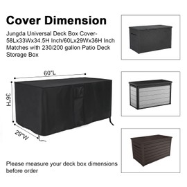 Jungda - Caja de almacenamiento para exteriores Keter Denali de resina de 200 galones, cubierta de caja de almacenamiento impermeable para patio, 60 x 29 x 36 pulgadas