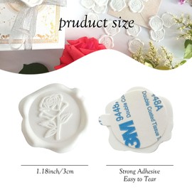 Pilloze 50 Pcs Adhesive White Rose Wax Seal Stickers, Roses Seal for Envelope, Easy to Use and Good Adhesion White Envelope Stickers, Wedding Invitation Accessories